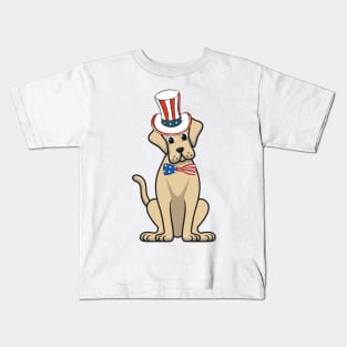 Funny big dog is wearing uncle sam hat Kids T-Shirt